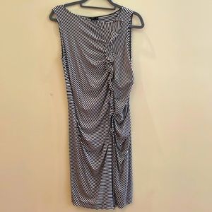 Ann Taylor form fitted black and white dress with side ruching. Brand new